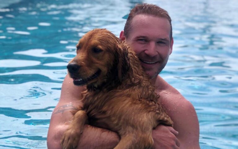 Brian Urlacher with his dog