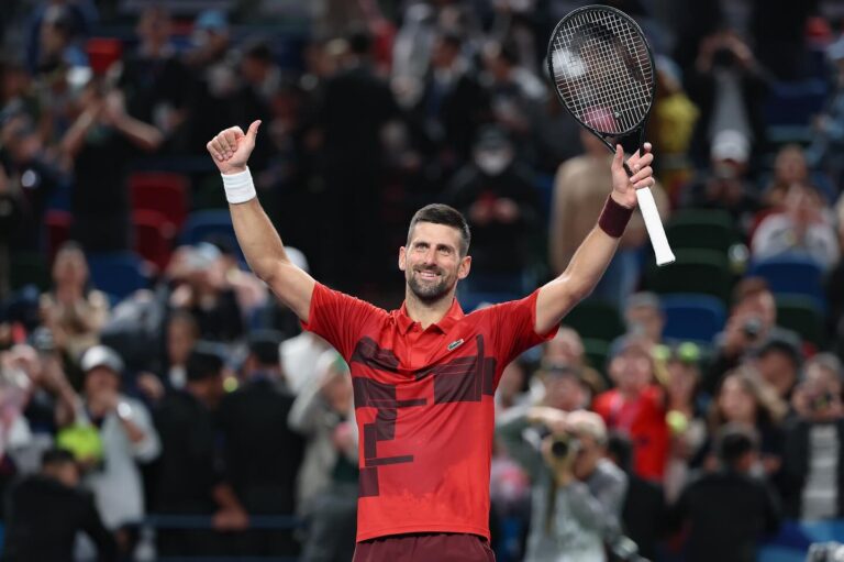 Novak Djokovic celebrating