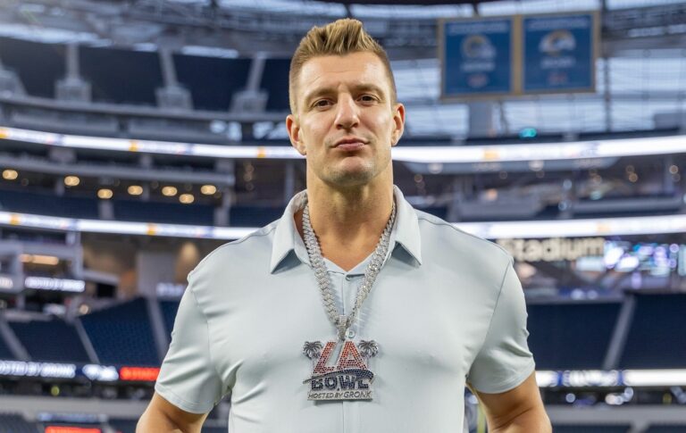 Rob Gronkowski holding trophy